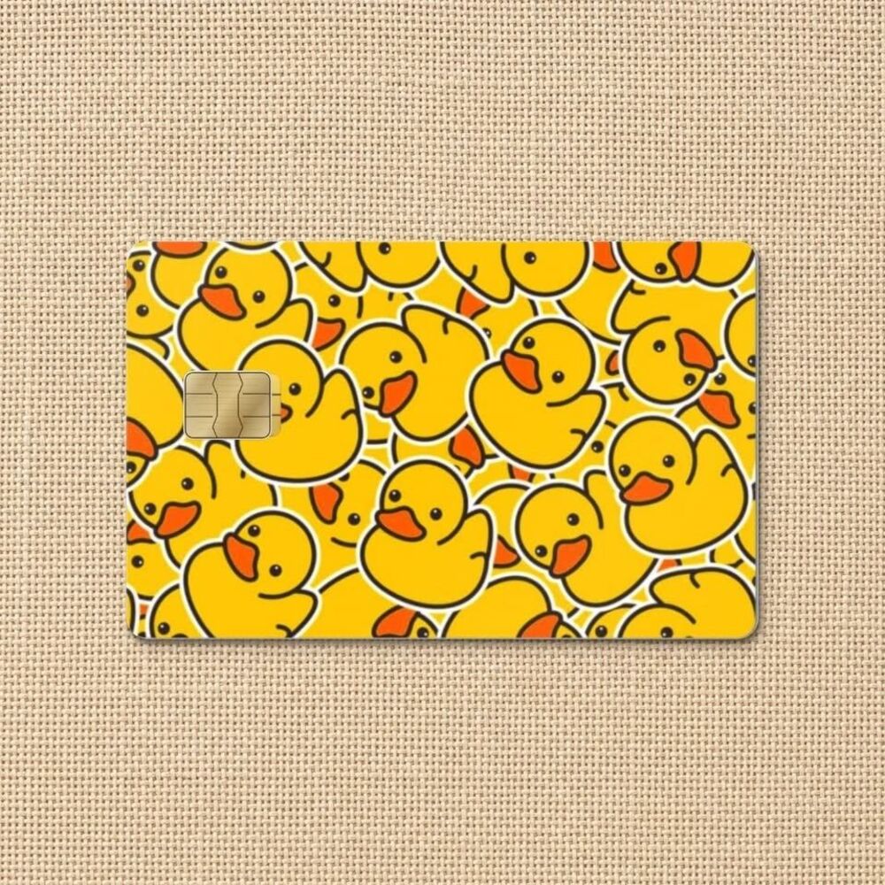 Yellow Rubber Duck Pattern Glossy Vinyl Credit Card Skin Card Cover Sticker